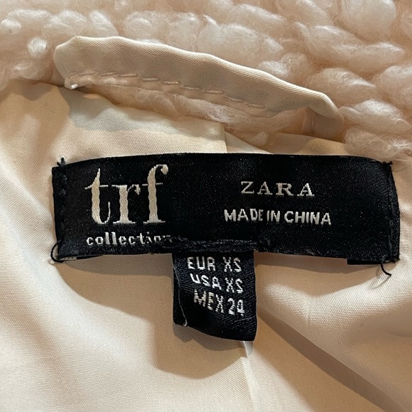 Zara trf collection beige white pullover Sherpa fuzzy comfy zip up size xs - Picture 2 of 9